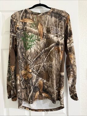 Realtree Long-Sleeve Men's Camo Performance Shirt - Brown/Green